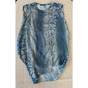 AllSaints Serpent Silk Tunic Dress Blue Abstract Print Sleeveless Size 6